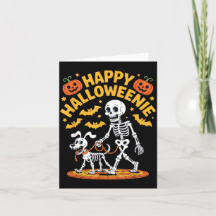 Tarjeta Paseo de Esqueleto de Halloweenie Amante de Perros