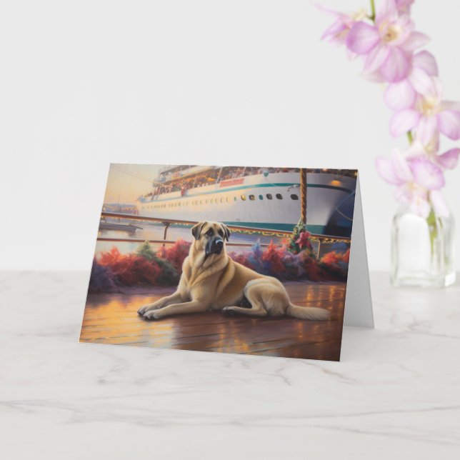 Tarjeta Paseo de Navidad del Pastor de Anatolia: Pawsome  (Orquídea)