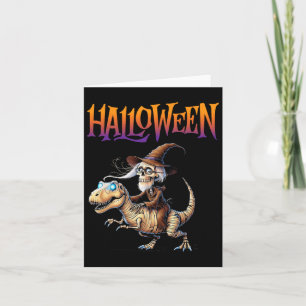 Tarjeta Paseo del esqueleto de T-Rex de Halloween