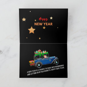 Tarjeta Paseo Festivo hacia un Año Nuevo Alegre