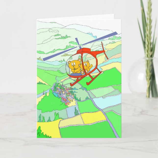 Tarjeta Paseo lindo del helicóptero de los osos (Anverso)