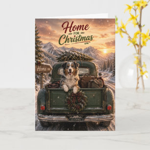 Tarjeta Paseo Navideño con Australian Shepherd