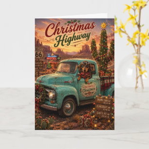 Tarjeta Paseo Navideño en Coche con Dachshund por la Carre
