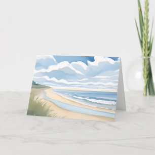 Tarjeta Paseo por la orilla de la playa   Acuarela de agua