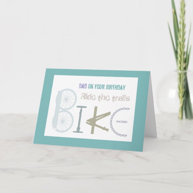 Tarjeta Paseo por los senderos en bicicleta papá, padre cu (Anverso)