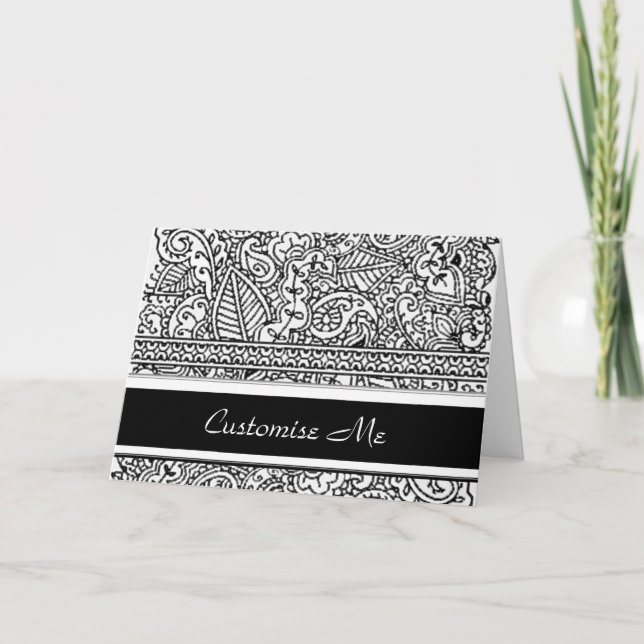 Tarjeta Pasión de Paisley - negro (alheña) (Anverso)