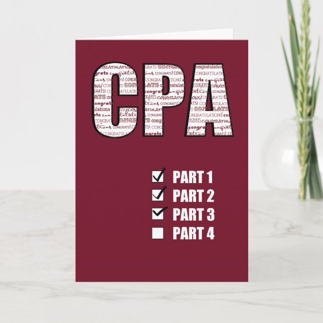 Tarjeta Paso de la enhorabuena de CPA de 3 porciones (Anverso)