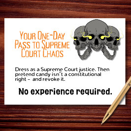 Tarjeta Paso de un día a la Corte Suprema caos Halloween