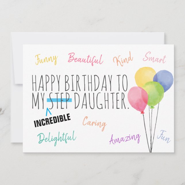 Tarjeta ¡Paso Día De Aniversario De La Hija, Eres Increíbl (Anverso)