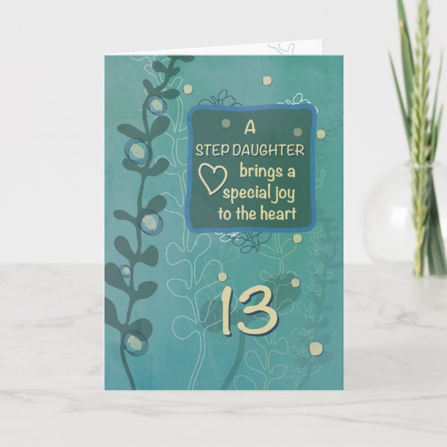 Tarjeta Paso Hija Religiosa Mano de cumpleaños 13 dibujada (Anverso)