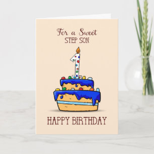 Tarjeta Paso Son 1er cumpleaños, 1 en dulce pastel azul