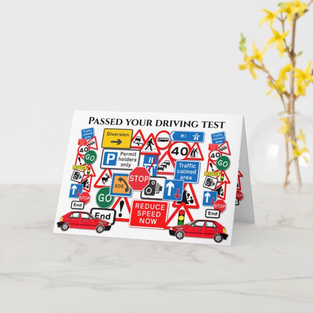 Tarjeta Passed your Driving Test ~ Congratulations! (flor amarilla)