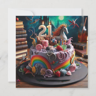TARJETA PASTA MÁGICA MÁGICA DEL CUMPLEAÑOS 21