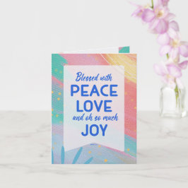 Tarjeta Pastel Abstract Peace Love Joy Christmas Card