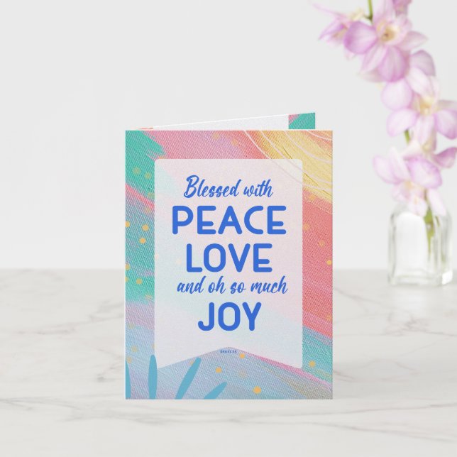 Tarjeta Pastel Abstract Peace Love Joy Christmas Card (Orquídea)