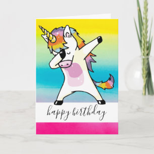 Tarjeta Pastel arcoiris, Chica de cumpleaños de Unicornio