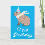 Tarjeta Pastel Capy Birthday Funny Capybara Lover<br><div class="desc">Una tarjeta divertida con un ilustracion de un capibara vestido con un gorra y bufanda de fiesta de cumpleaños rosa,  azul y amarillo pastel,  con el juego de palabras Capy Birthday debajo. El interior dice: "Te deseo un día especial lleno de todas las cosas que amas. ¡Feliz cumpleaños!"</div>