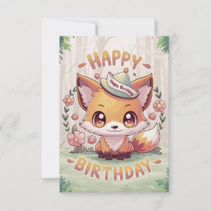 Tarjeta Pastel Charming Fox Birthday