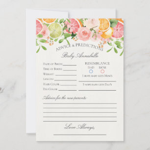 Tarjeta Pastel Citrus Floral Cutie para bebé