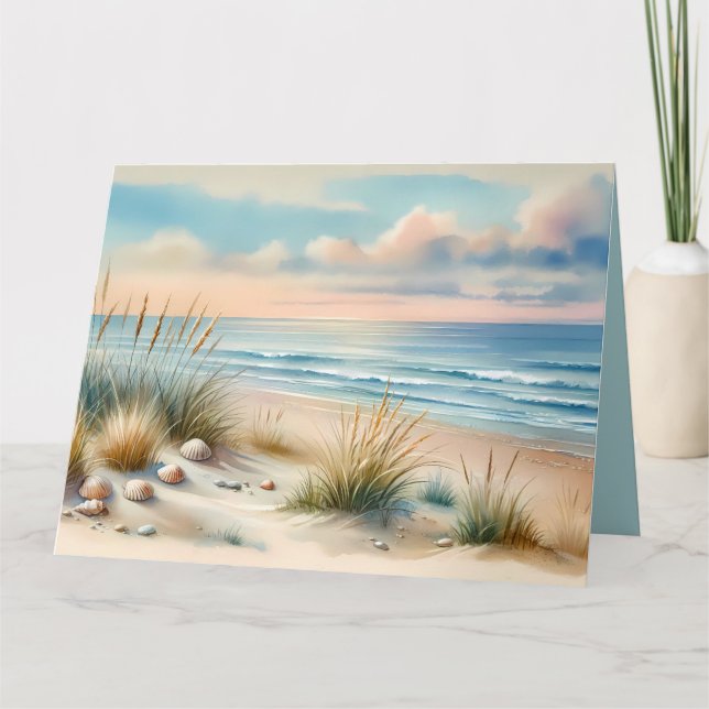 Tarjeta Pastel Coastal Dunes Watercolor (Anverso)