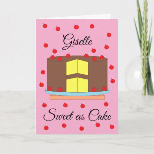 Tarjeta Pastel con cerezas: Blanco rosado