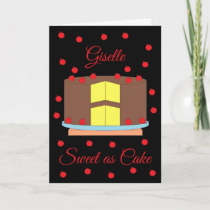 Tarjeta Pastel con cerezas: negro en blanco