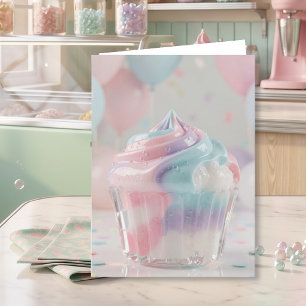 Tarjeta Pastel Cristal Cupcake Cumpleaños