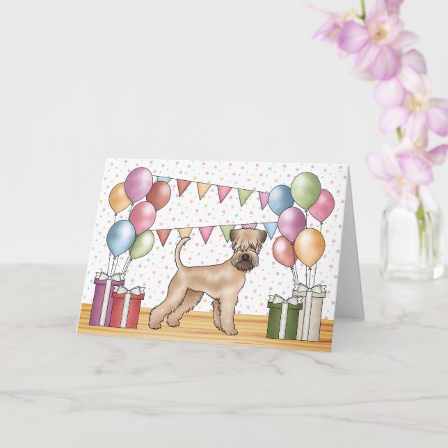 Tarjeta Pastel Cumpleaños Feliz Soft-Coated Wheaten Terrie (Orquídea)