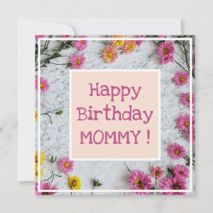 Tarjeta Pastel Daisy Flowers Marble Cute Agradable Cumplea