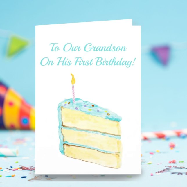 Tarjeta Pastel de Acuarela para el Primer Cumpleaños del N (Subido por el creador)
