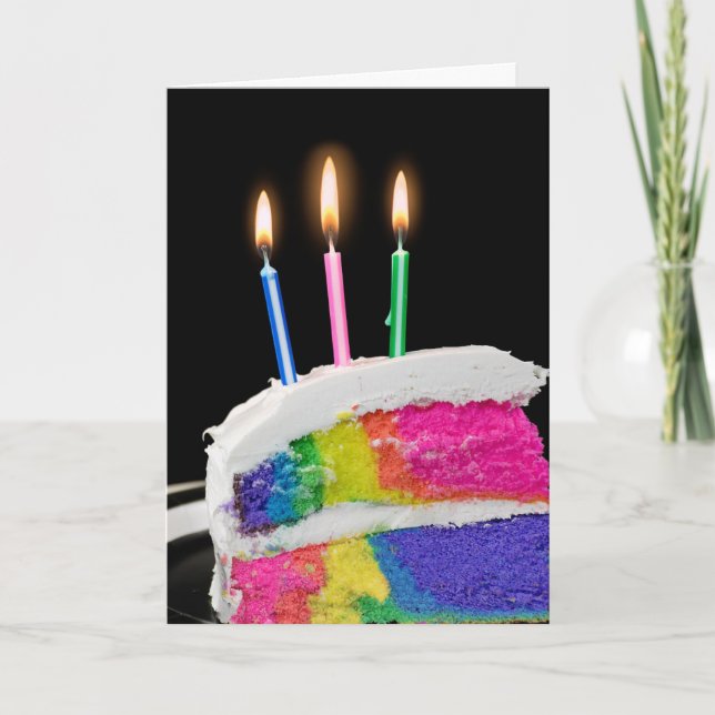 Tarjeta Pastel de arcoiris de cumpleaños (Anverso)