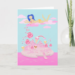 Tarjeta Pastel de caramelo rosa para la fiesta de cumpleañ