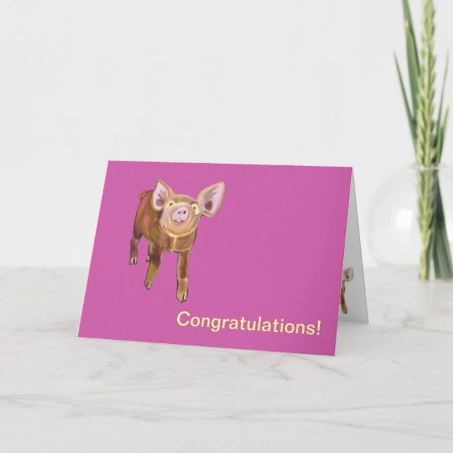 Tarjeta Pastel de cerdo felicitaciones (Anverso)