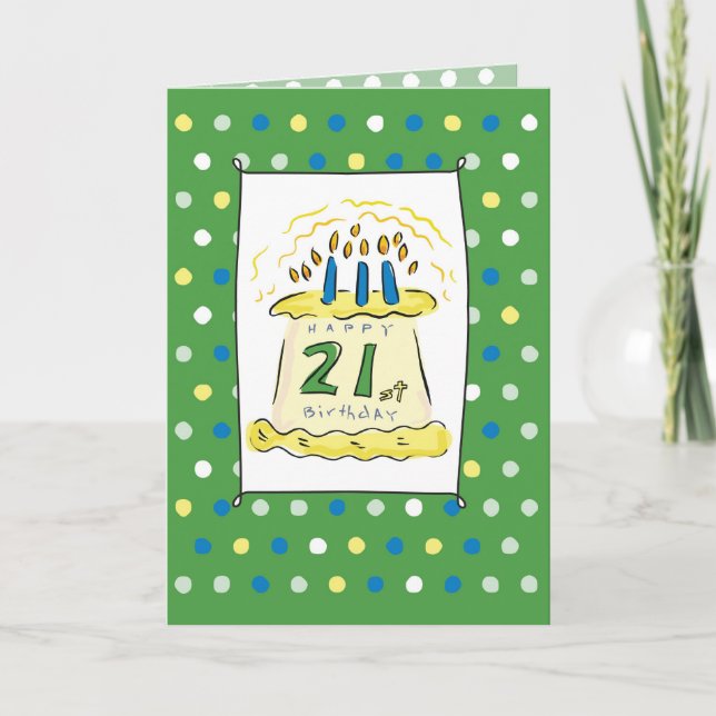 Tarjeta Pastel de cumpleaños 21 (Anverso)