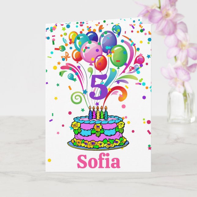 Tarjeta Pastel de cumpleaños agregar el nombre de un niño  (Orquídea)