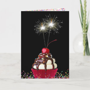 Tarjeta Pastel De Cumpleaños Con Esparklers