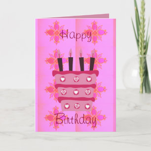 Tarjeta Pastel de cumpleaños con flores para el arte de su