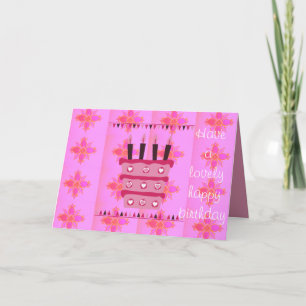 Tarjeta Pastel de cumpleaños con flores para el arte de su