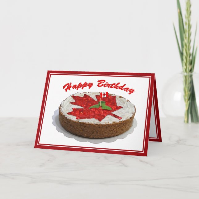 Tarjeta Pastel de cumpleaños con hojas de arce de cerezo c (Anverso)