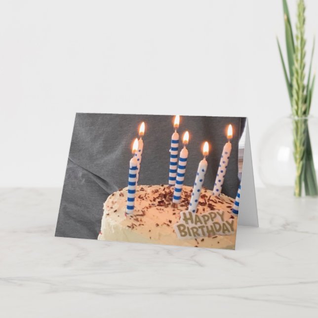 Tarjeta Pastel de cumpleaños con velas (Anverso)
