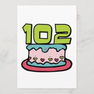 Tarjeta Pastel de cumpleaños de 102 años
