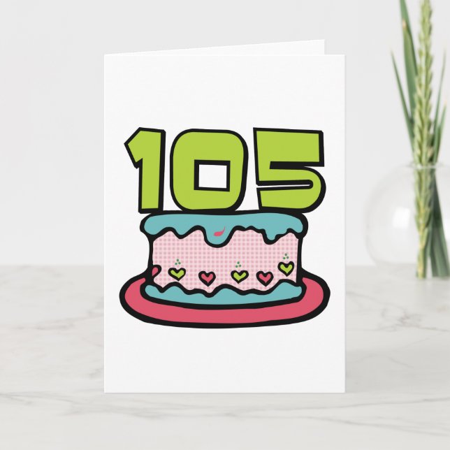 Tarjeta Pastel de cumpleaños de 105 años (Anverso)
