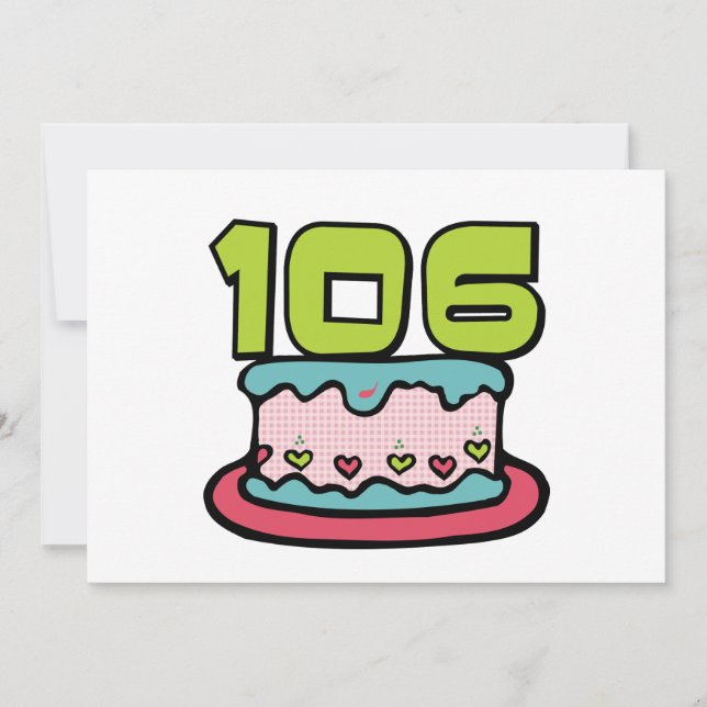 Tarjeta Pastel de cumpleaños de 106 años (Anverso)