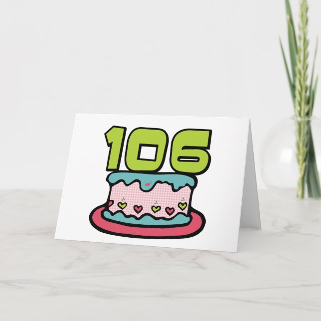 Tarjeta Pastel de cumpleaños de 106 años (Anverso)