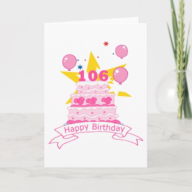 Tarjeta Pastel de cumpleaños de 106 años (Anverso)