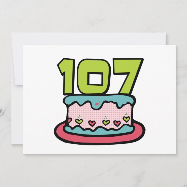 Tarjeta Pastel de cumpleaños de 107 años (Anverso)