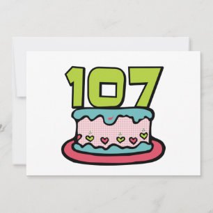 Tarjeta Pastel de cumpleaños de 107 años