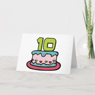 Tarjeta Pastel de cumpleaños de 10 años