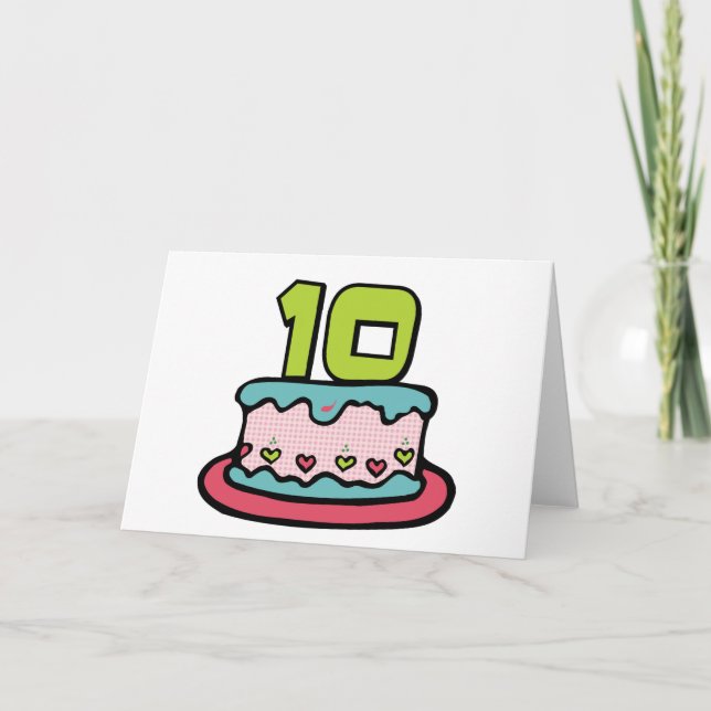 Tarjeta Pastel de cumpleaños de 10 años (Anverso)
