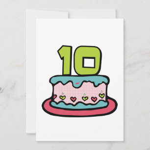 Tarjeta Pastel de cumpleaños de 10 años